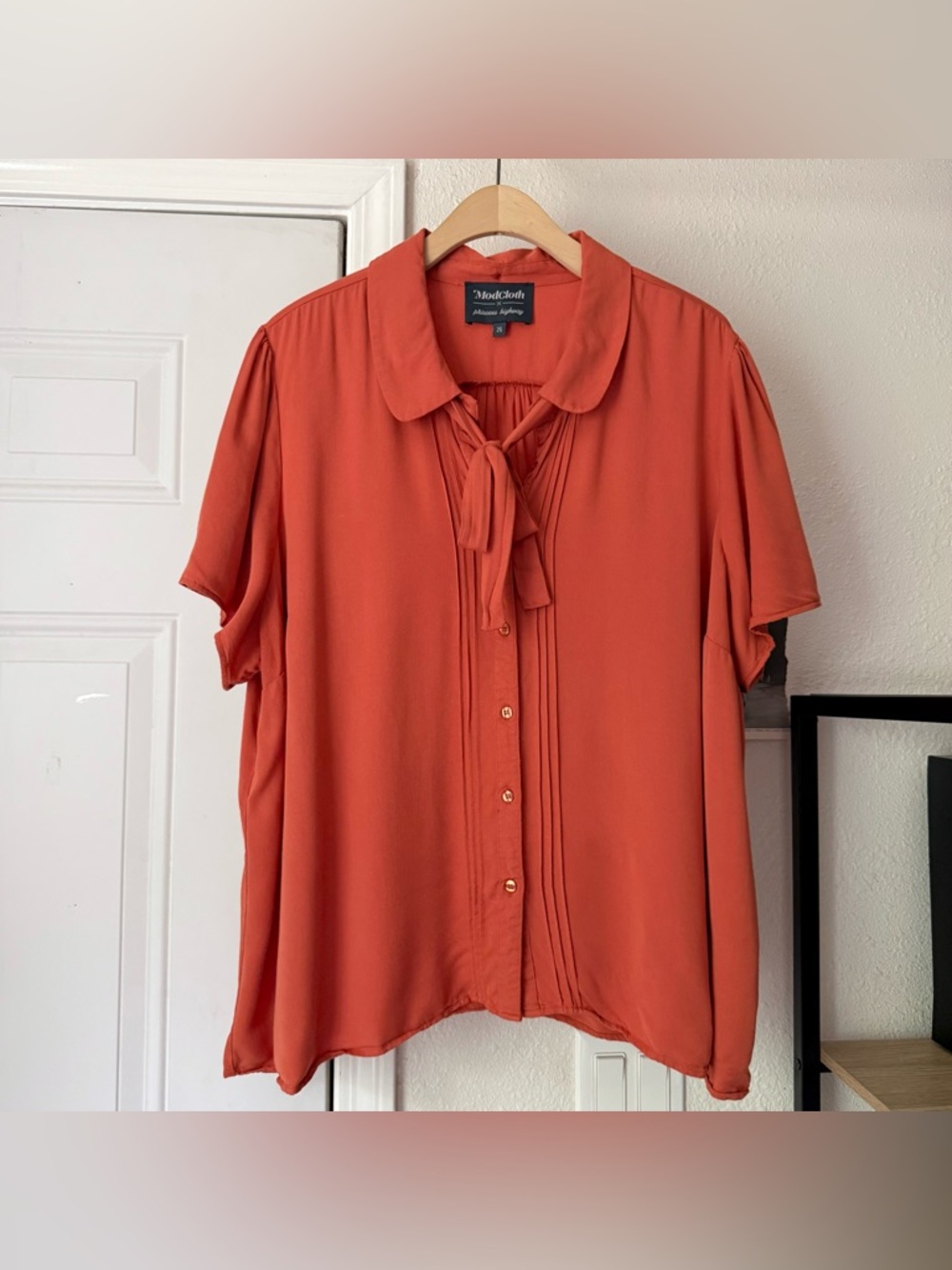 PRINCESS‎ HIGHWAY x MODCLOTH Orange puff peterpan collar pleated blouse shirt